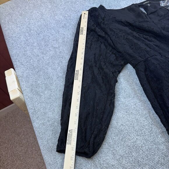 New Torrid Peplum Lace Puff Sleeve Top Size 4 Black Blouse Long Sleeve Plus - Picture 13 of 16